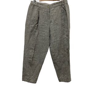 Poetry Size 12 100% Linen Pants Light Grey High Waist Lagenlook Coastal Crop